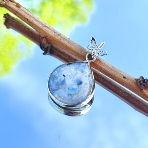 Home rainbow moonstone tourmaline teardrop pendant