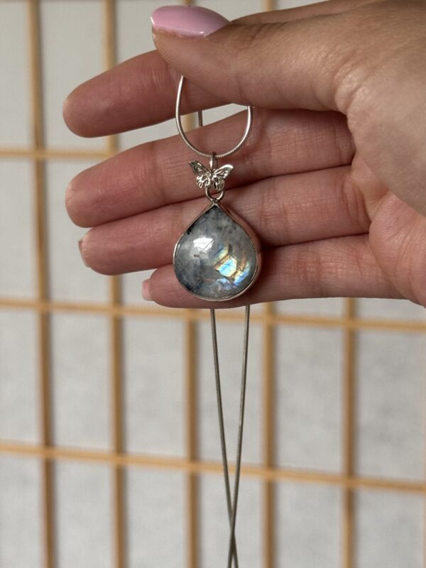 rainbow moonstone tourmaline teardrop pendant