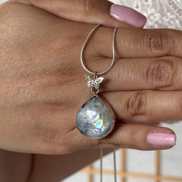 Home rainbow moonstone tourmaline teardrop pendant