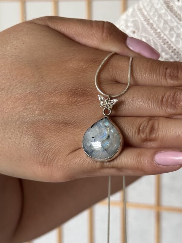 rainbow moonstone tourmaline teardrop pendant